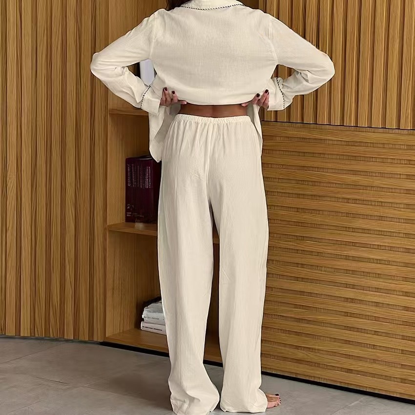 Cotton Women Pajama Set Contra - Linen Shirt Breathable ulasan dan harga