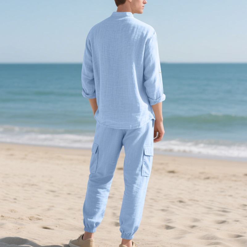 Men's Linen Breathable Two-Pie - Linen Shirt Breathable ulasan dan harga