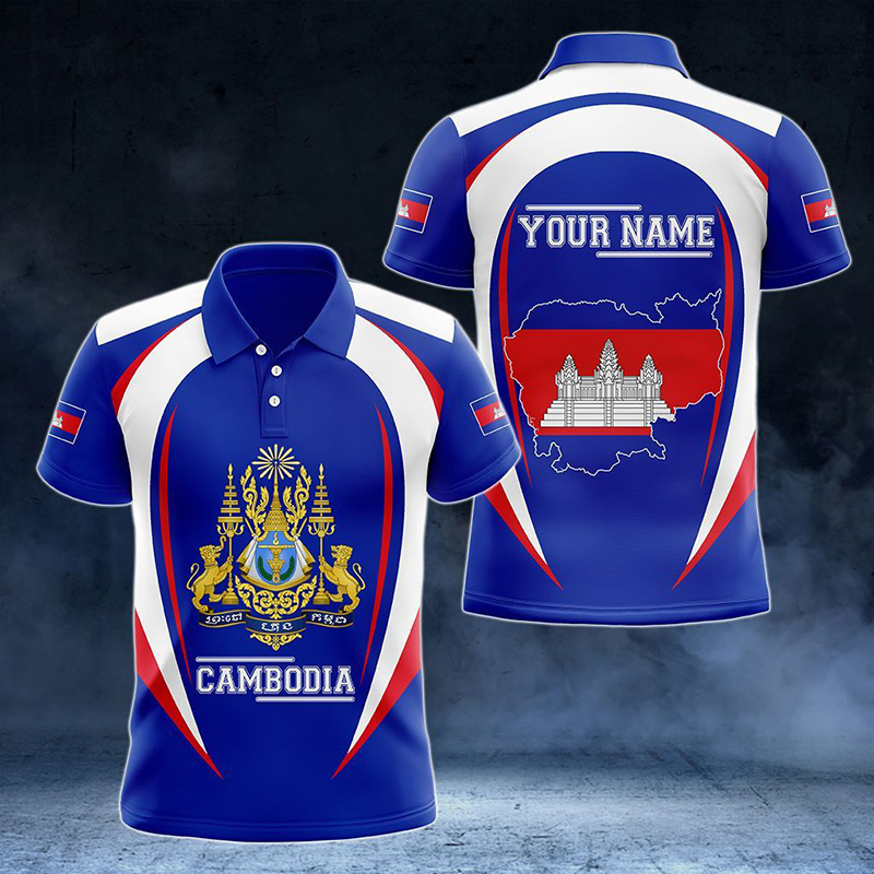 Custom Name Cambodia Flag Grap - Shirt Camp Collar ulasan dan harga