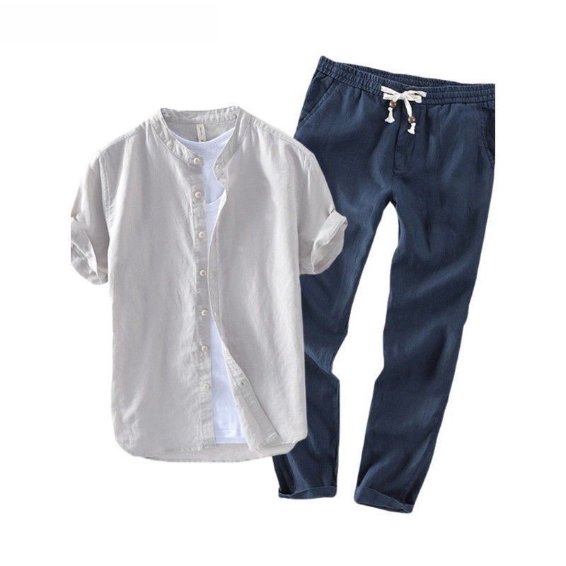 Men's Linen Short Sleeve Casua - Linen Shirt Breathable ulasan dan harga