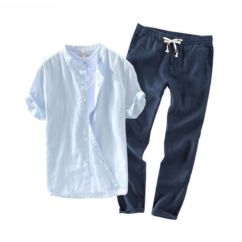 Men's Linen Short Sleeve Casua - Linen Shirt Breathable ulasan dan harga
