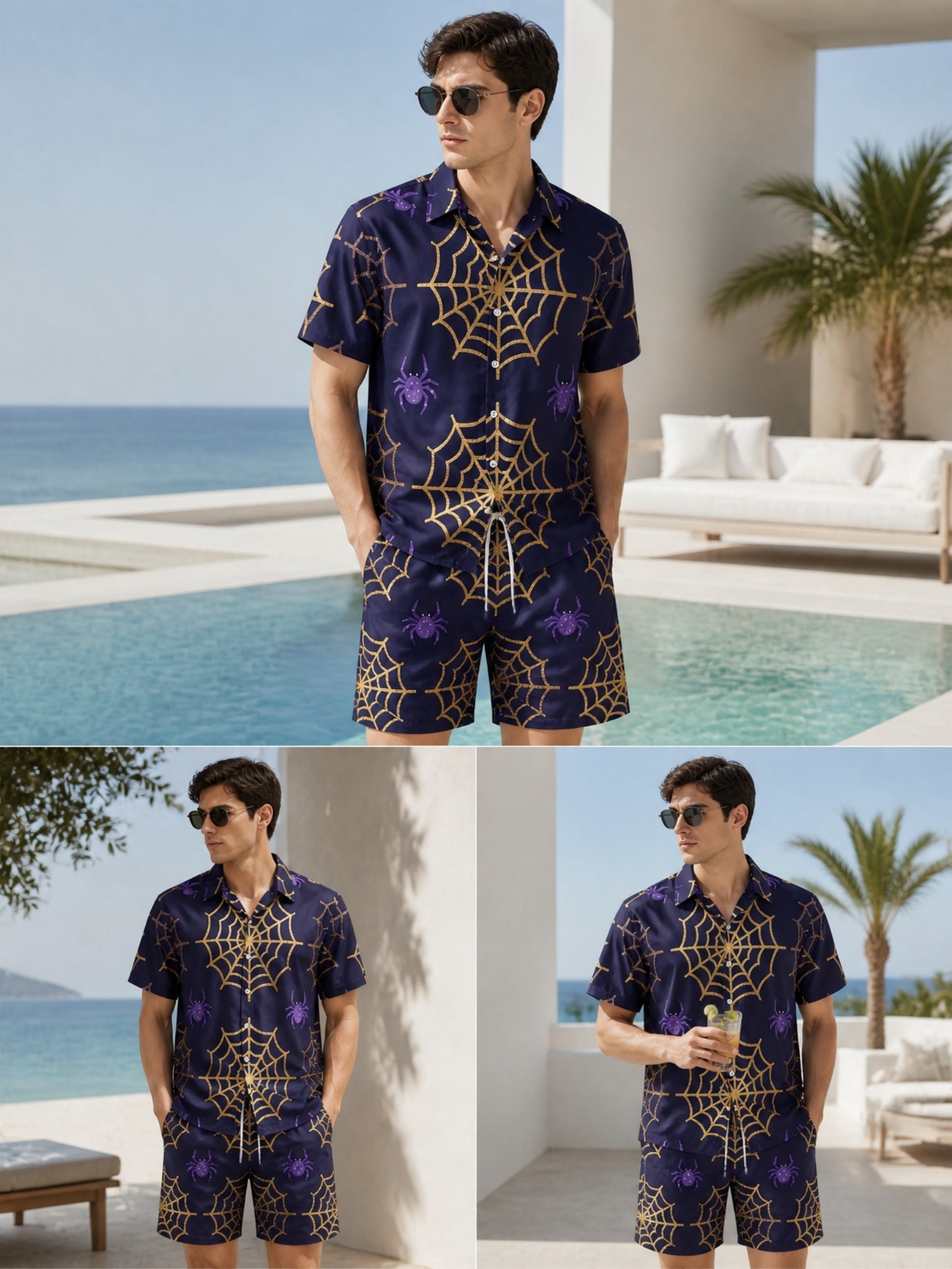 Mens Summer Short Sleeve Polo  - Resort Shirt Floral ulasan dan harga