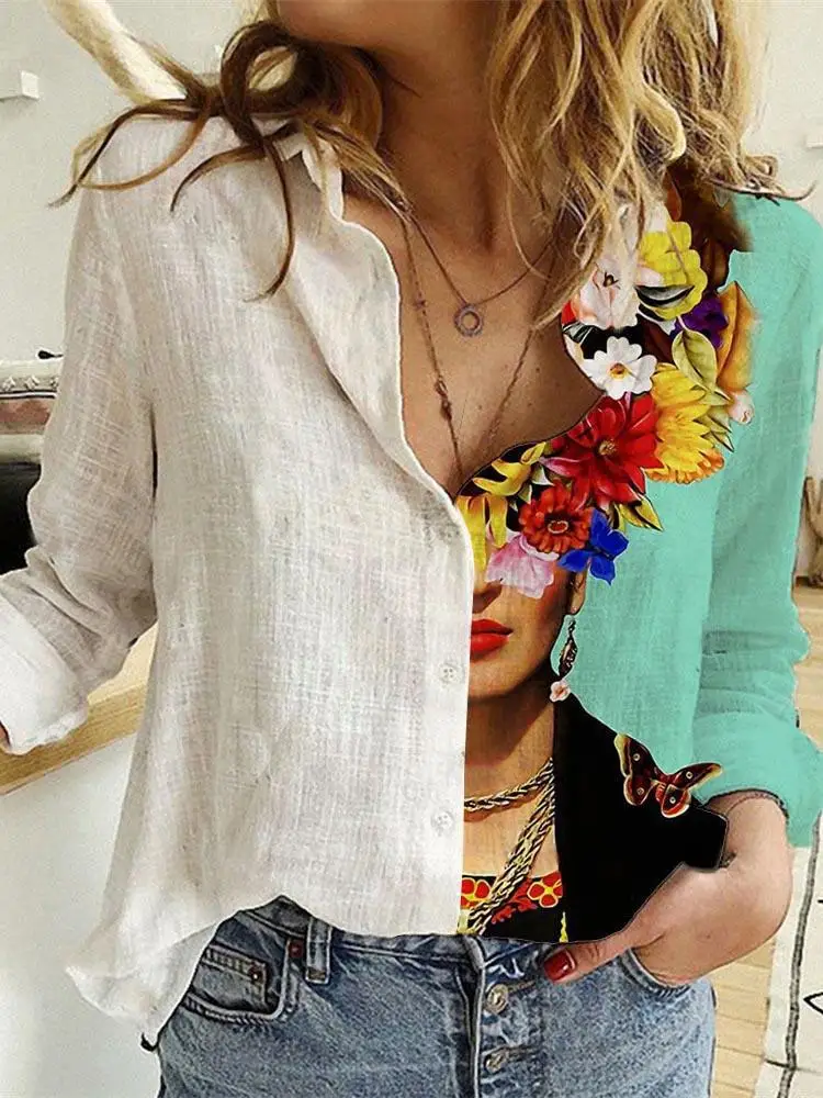 Women Spring And Autumn Long S - Shirt Camp Collar ulasan dan harga